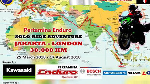 Indonesian man riding from Jakarta to London on Kawasaki Versys-X 250